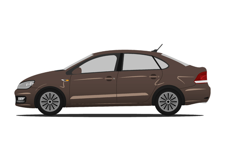 Vector car brown. Detailed car model on a white background. Realistic brown sedan.のイラスト素材