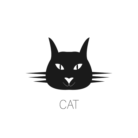 Icon black cat. Emblem of a cat on a white background.のイラスト素材