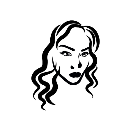 Beautiful portrait of a girl. Face of a girl with long hair. Image portrait on a white background.のイラスト素材