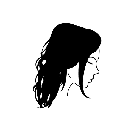 Silhouette of a beautiful girl with closed eyes. Vector girl face on a white background.のイラスト素材