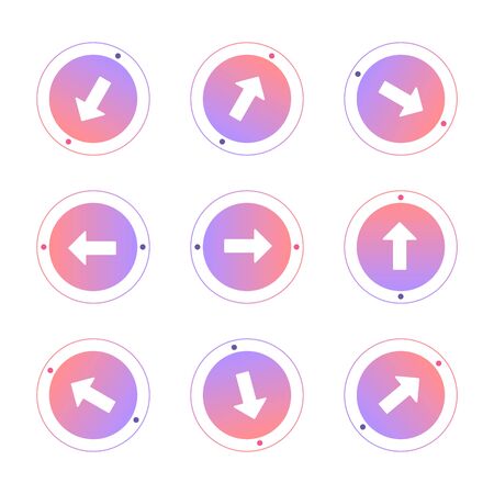Set of colored arrow buttons. Driving direction icons.