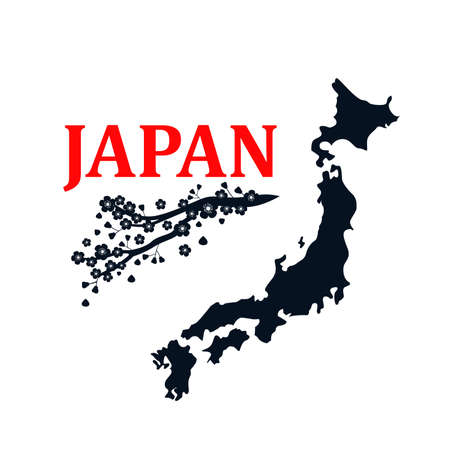 White banner, Japanese islands. Vector background, Japan country map.のイラスト素材