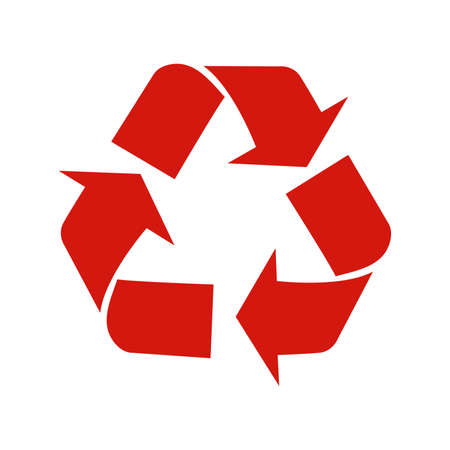 Red recycling sign on a white background. The universal recycling symbol.のイラスト素材