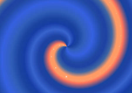 A blue gradient with an orange trail filled with stars