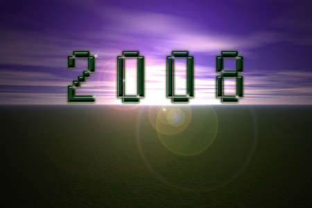 2008 year illustration letters on a nature landscape