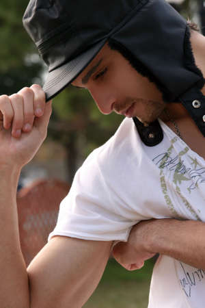 A young attractive man out in the nature