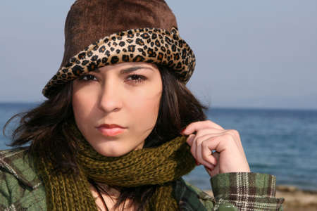 A beautiful young brunette fashion female modelの写真素材