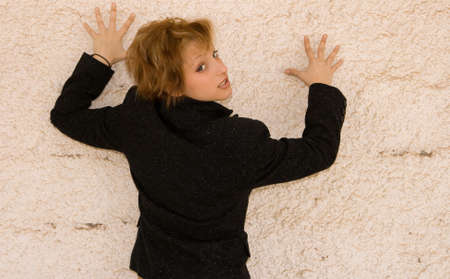 A brunette young beautiful woman with green eyesの写真素材