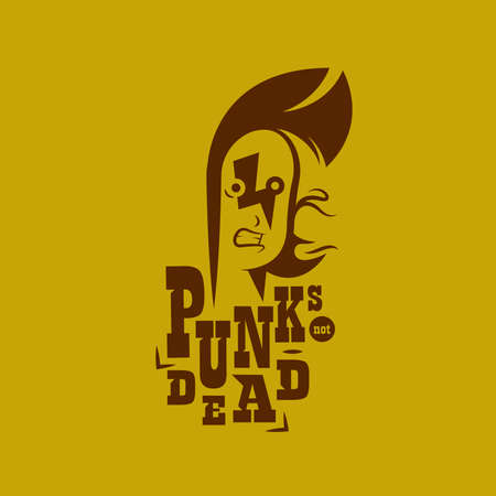 Vector graphic illustration punk kids with signのイラスト素材