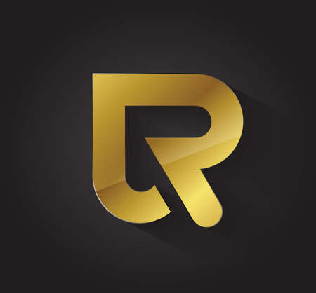 Vector graphic golden R letter symbol for your company with sample textのイラスト素材