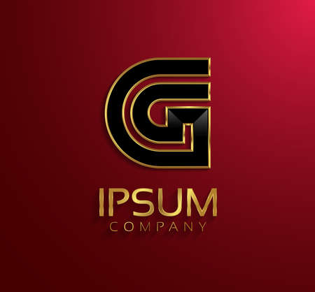 Beautiful vector graphic black alphabet with gold rim / letter G / symbolのイラスト素材