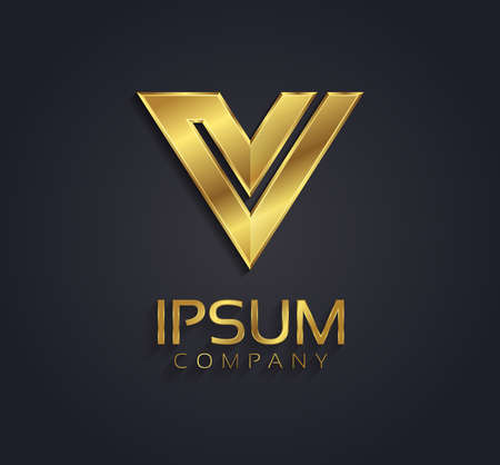 Beautiful vector graphic gold alphabet letter V symbolのイラスト素材