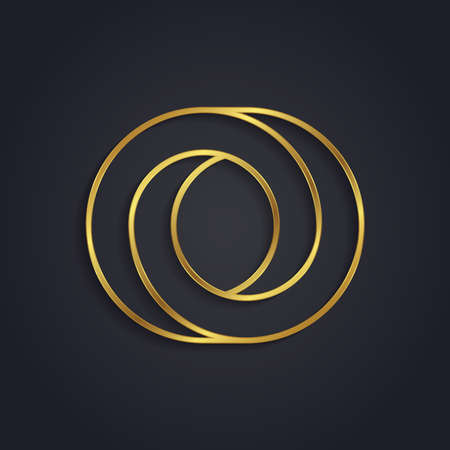 Vector graphic gold alphabet . Letter Oのイラスト素材