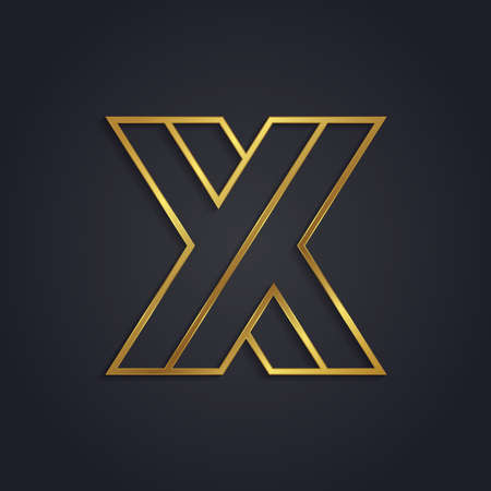 Vector graphic gold alphabet . Letter Xのイラスト素材