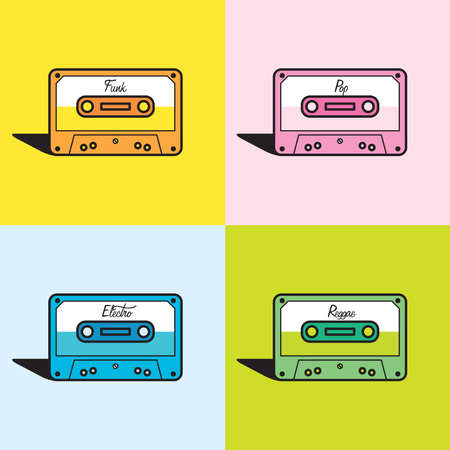 Cute illustration of various object in minimal, iconic styleのイラスト素材