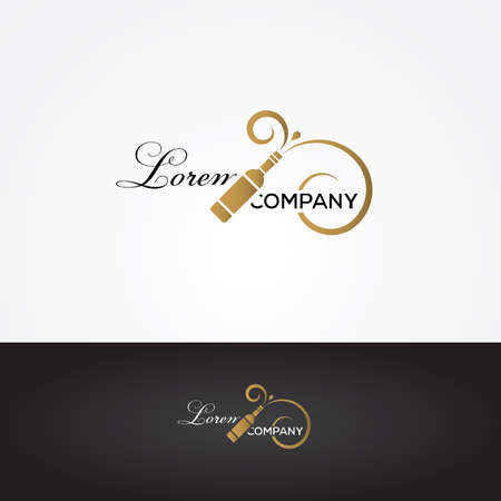 Illustration of a golden wine bottle symbol for your companyのイラスト素材