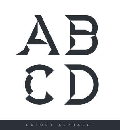 Typographic alphabet with sharp shadows with sample text on isolated backgroundのイラスト素材