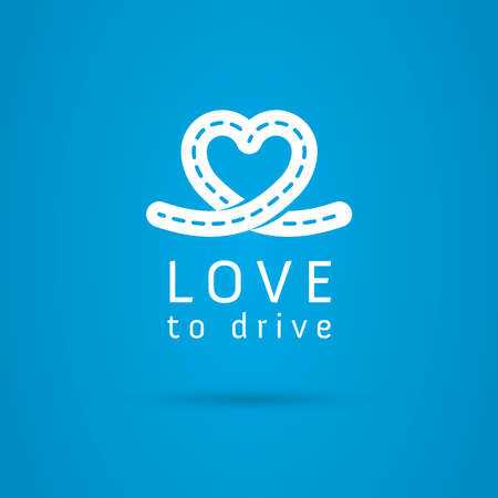 Vector graphic road / heart symbol about driving with sample text for your companyのイラスト素材