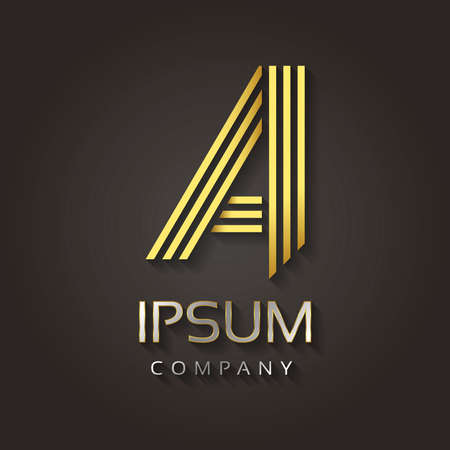 Vector graphic striped golden alphabet with sample text for your company letter - Aのイラスト素材