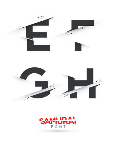Vector graphic samurai themed cut alphabet in a setのイラスト素材