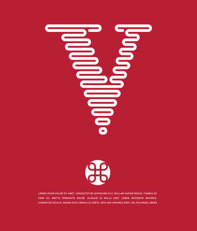 Vector graphic striped alphabet with sample text for your company. Letter - Vのイラスト素材