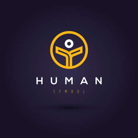 Vector graphic geometric symbol of a human in a circle with sample textのイラスト素材