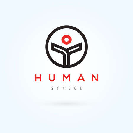 Vector graphic geometric symbol of a human in a circle with sample textのイラスト素材