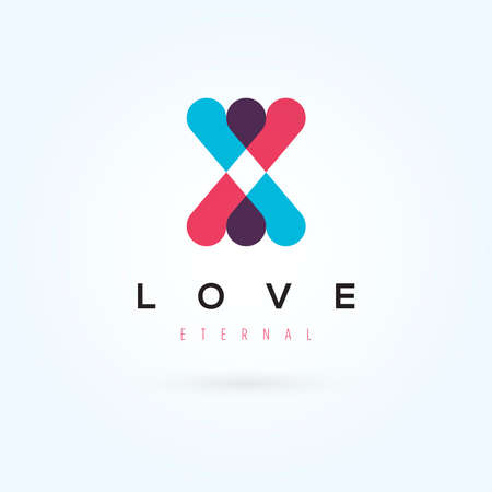 Vector graphic geometric symbol of hearts with sample text for your companyのイラスト素材