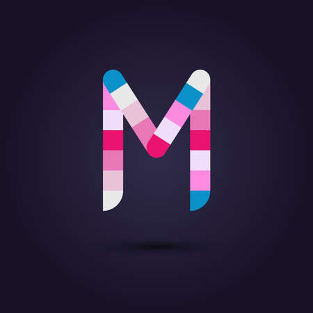 Vector graphic colorful pixel alphabet in vibrant colors / Letter Mのイラスト素材