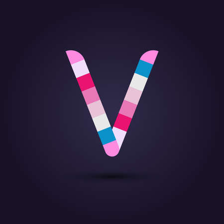 Vector graphic colorful pixel alphabet in vibrant colors / Letter Vのイラスト素材