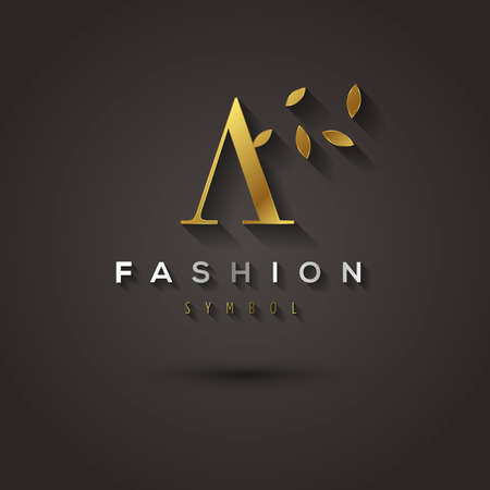 Vector graphic elegant golden font with sample text / symbol / alphabet / Letter Aのイラスト素材