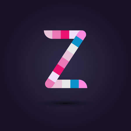 Vector graphic colorful pixel alphabet in vibrant colors / Letter Zのイラスト素材
