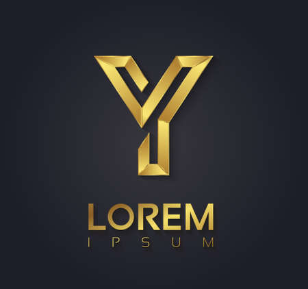 Vector graphic elegant golden font with sample text / symbol / alphabet / Letter Yのイラスト素材