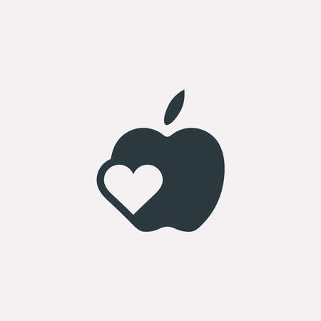 Vector graphic illustration of an apple symbol with a heart inside in negative spaceのイラスト素材