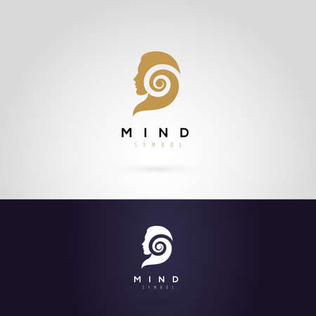 Vector graphic illustration of a woman silhouette with a spiral, in two colorsのイラスト素材