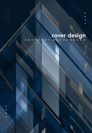 Abstract background with blue and black geometric shapes. Modern futuristic designの写真素材