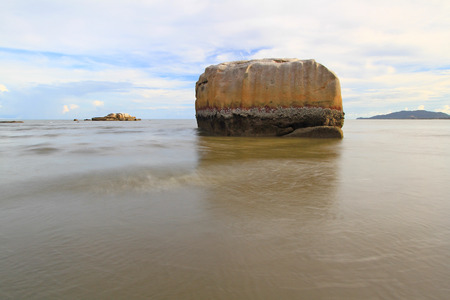 Seascape with long exposure on the rocks.solf focus.の写真素材