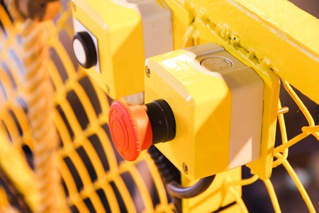 red button on the gratingの写真素材