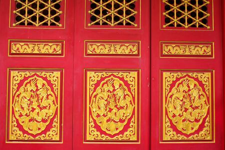 Chinese motifs, wood carvings, which are the raw material.の写真素材