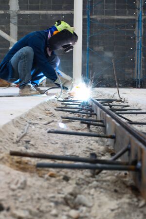 Working atmosphere in the construction, installation and safety of crane industrial.