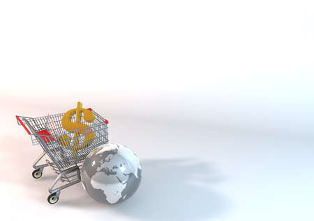 3 dimensional rendering on-line marketing world concept on white background.の写真素材