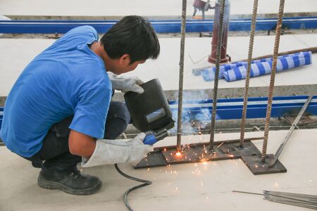 Working atmosphere in the construction, installation and safety of rail crane industrial.