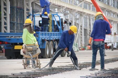 Atmospheric of construction rails foundation in crane industrialのeditorial素材