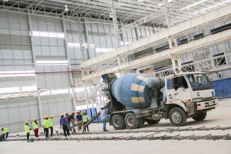 Atmospheric of construction rails foundation in crane industrialのeditorial素材