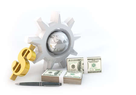 Rendering 3 Dimensions image on a white background, The idea about of Financial and Business.の写真素材