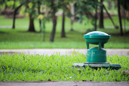 metal object by nobody in green gardenの写真素材