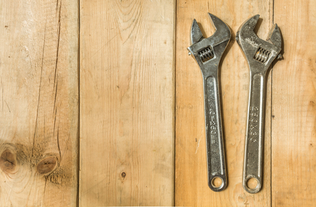 Equipment on woodの写真素材