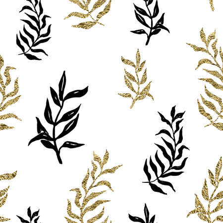 Palm (fern) leaves seamless pattern.のイラスト素材