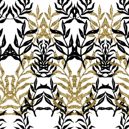 Palm (fern) leaves seamless pattern.のイラスト素材