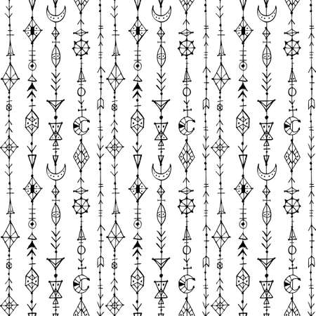 Doodle abstract lines seamless pattern.のイラスト素材